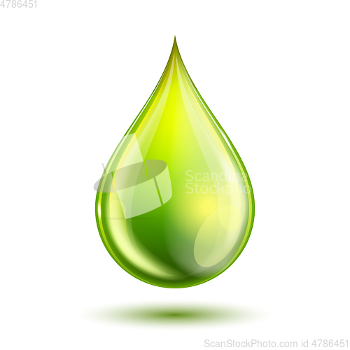 Image of Green glossy drop isolated on white. Biofuel concept