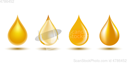 Image of Drops of oil isolated on white background. Vector illustration