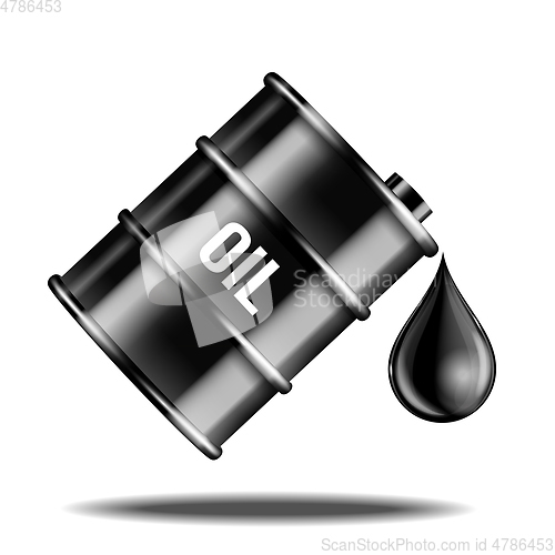 Image of Black oil barrel with oil drop isolated on white