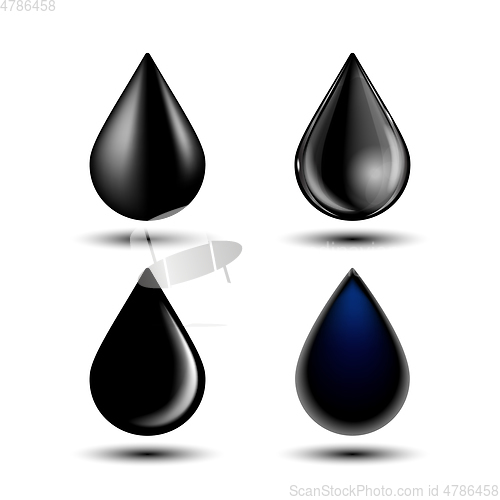 Image of Set of different black drop, vector illustration