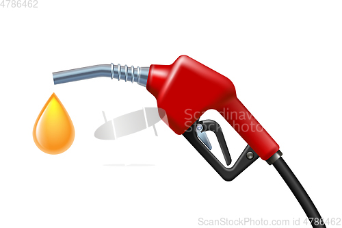 Image of Yellow Drop of petrol dropping from Gas Gun with fuel.