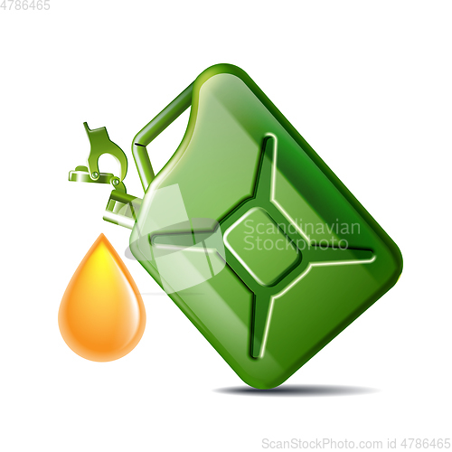 Image of Green canister of engine oil or petroleum isolated on white.