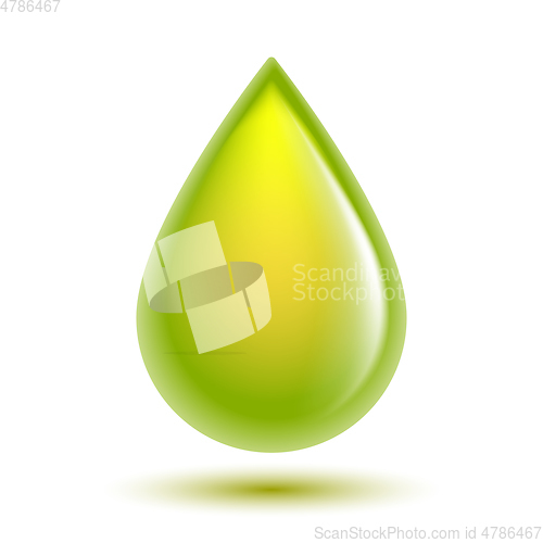 Image of Green glossy drop isolated on white. Biofuel concept