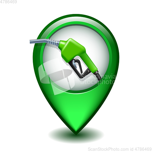 Image of Green Glossy Map Pointer With Fuel handle pump nozzle and hose