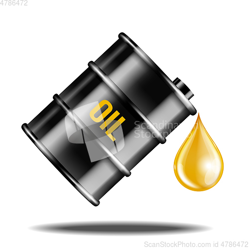 Image of Black oil barrel with oil drop isolated on white