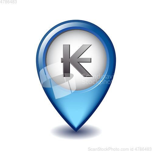 Image of Laotian kip symbol on Mapping Marker vector icon.