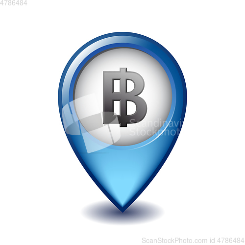 Image of Thai baht symbol on Mapping Marker vector icon