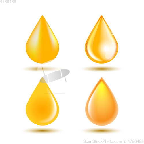Image of Drops of oil isolated on white background. Vector illustration
