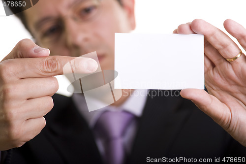 Image of Businessman showing is card