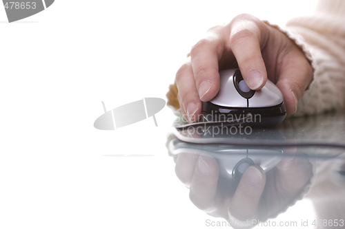 Image of Woman hand on a mouse