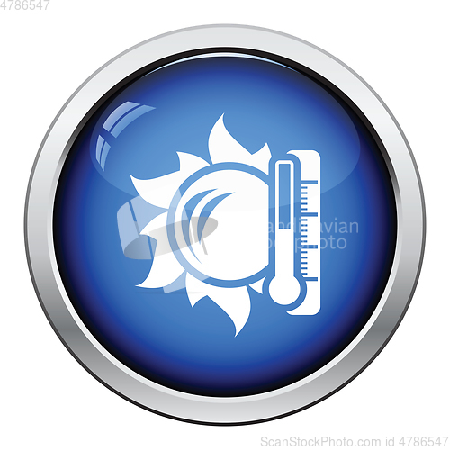 Image of Sun and thermometer with high temperature icon