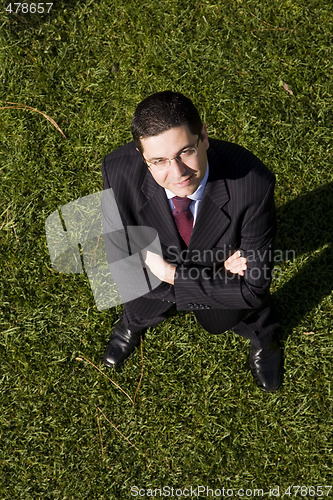 Image of Businessman in the grass