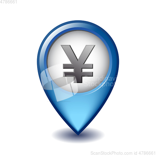 Image of Japanese yen symbol on Mapping Marker vector icon