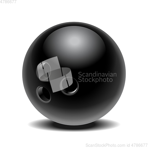 Image of Black glossy bowling ball isolated on white background.