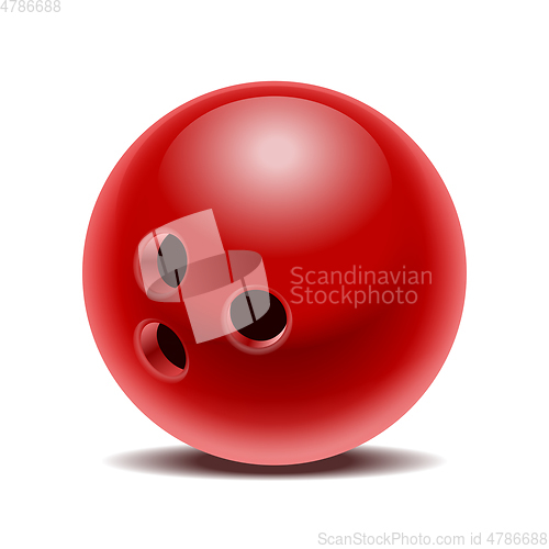 Image of Red glossy bowling ball isolated on white background.