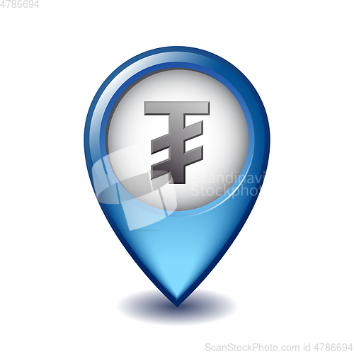 Image of Mongolian tugrik symbol on Mapping Marker vector icon.