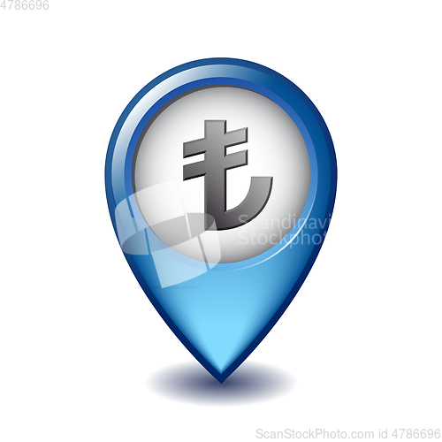 Image of Turkish Lira symbol on Mapping Marker vector icon.