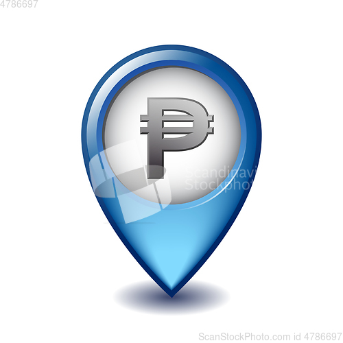 Image of Philippine peso symbol on Mapping Marker vector icon.