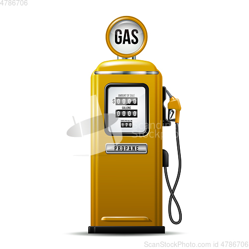 Image of Yellow bright Gas station pump for liquid propane.
