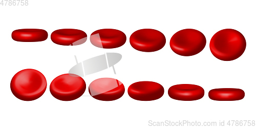 Image of Red blood cells. Set of erythrocytes in various positions isolated on a white background.