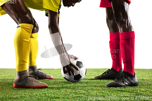 Image of Professional african football or soccer players isolated on white background