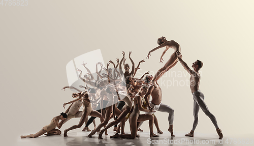 Image of The group of modern ballet dancers. Contemporary art ballet