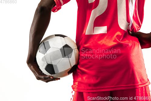 Image of Professional african football or soccer player isolated on white background