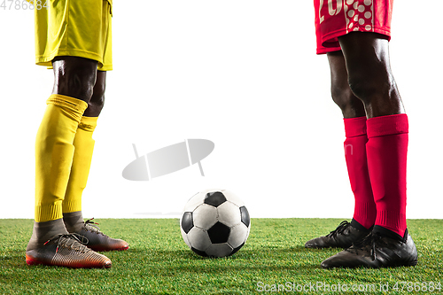 Image of Professional african football or soccer players isolated on white background