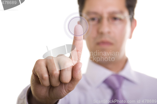 Image of Businessman pressing a button