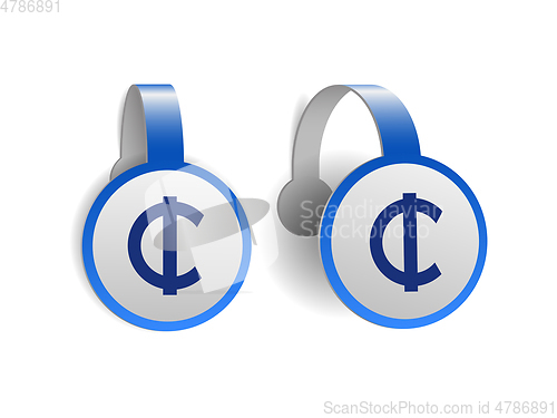 Image of Ghana Cedi symbol on Blue advertising wobblers.