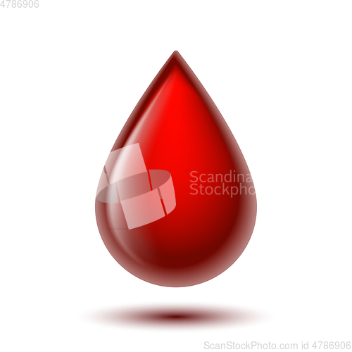 Image of Red shiny drop of blood isolated on white background.