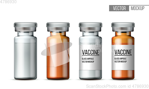 Image of Template of transparent glass medical vial with aluminium cap.