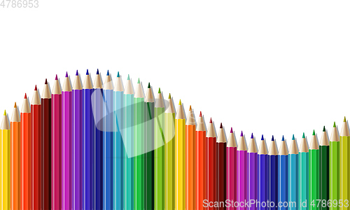 Image of Crayons - seamless row of colored pencil like wave. Vector illustration isolated on white
