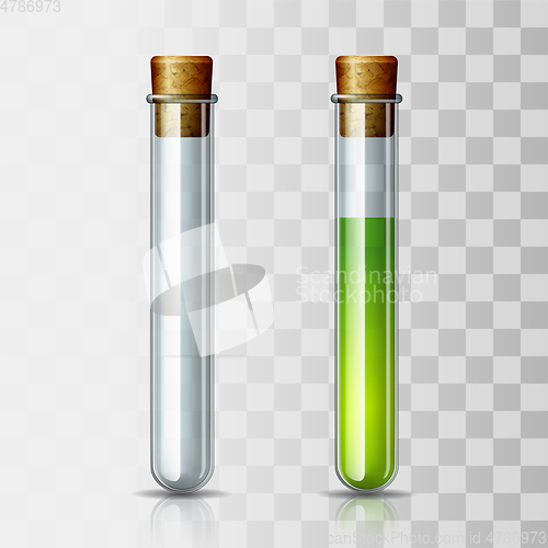 Image of Set of scientific or medical glassware with cork cover