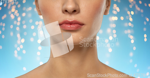 Image of close up of beautiful young woman face and neck