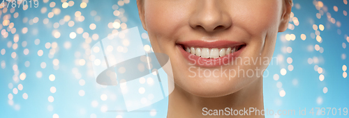 Image of close up of beautiful young woman with white smile