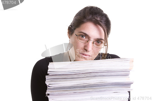 Image of Woman with a pile of books