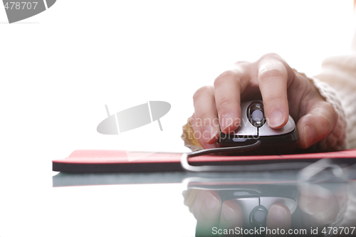 Image of Woman hand on a mouse