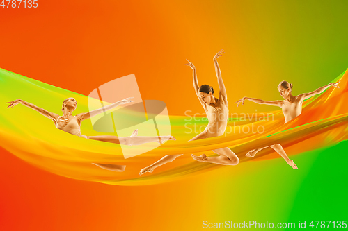 Image of The group of modern ballet dancers. Contemporary art ballet