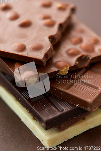 Image of close up of different kind chocolate bars