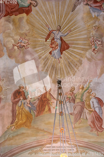 Image of Ascension of Christ, fresco painting on the ceiling of the church