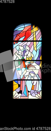 Image of Stained glass church window in the parish church of St. James in Medugorje, Bosnia and Herzegovina