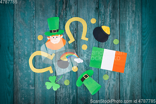 Image of st patricks day decorations on white background
