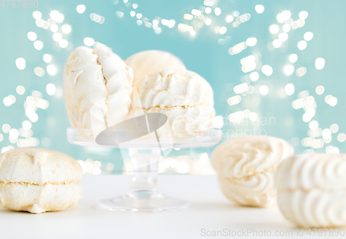 Image of close up of white zephyr dessert