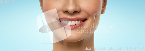 Image of close up of beautiful young woman with white smile