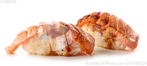 Image of burnt salmon sushi