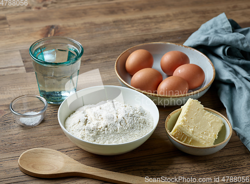 Image of baking ingredients for making custard dough