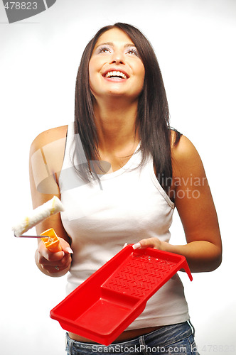 Image of Woman with paint roller
