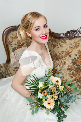 Image of beautiful girl in wedding gown