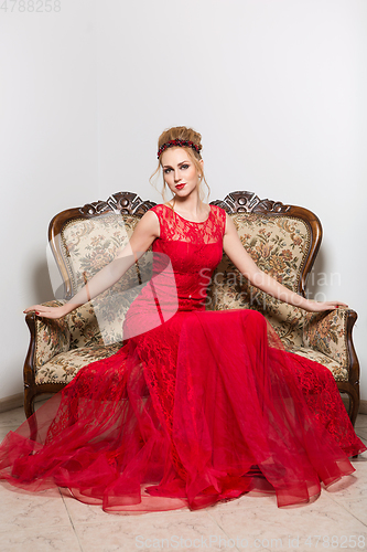 Image of beautiful girl in wedding gown